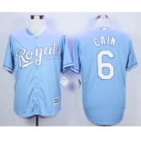 Men Kansas City Royals #6 Lorenzo Cain Light Blue 2016 Official Cool Base Jersey