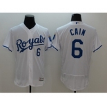 Men Kansas City Royals #6 Lorenzo Cain Majestic White Flexbase Authentic Collection Player Jersey