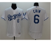 Men Kansas City Royals #6 Lorenzo Cain Majestic White Flexbase Authentic Collection Player Jersey