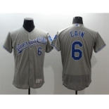 Men Kansas City Royals #6 Lorenzo Cain Majestic grey Flexbase Authentic Collection Player Jersey