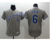 Men Kansas City Royals #6 Lorenzo Cain Majestic grey Flexbase Authentic Collection Player Jersey