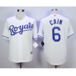 Men Kansas City Royals #6 Lorenzo Cain White 2016 Official Cool Base Jersey