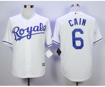 Men Kansas City Royals #6 Lorenzo Cain White 2016 Official Cool Base Jersey