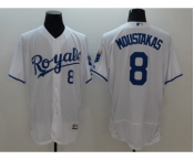 Men Kansas City Royals #8 Mike Moustakas Majestic White Flexbase Authentic Collection Player Jersey