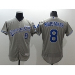 Men Kansas City Royals #8 Mike Moustakas Majestic grey Flexbase Authentic Collection Player Jersey