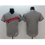 Men Kansas City Royals Blank Majestic Gray 2016 Independence Day Stars & Stripes Flex Base Team Jersey