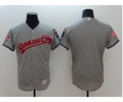 Men Kansas City Royals Blank Majestic Gray 2016 Independence Day Stars & Stripes Flex Base Team Jersey