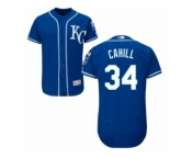 Men Majestic Kansas City Royals #34 Trevor Cahill Blue Flexbase Authentic Collection MLB Jersey