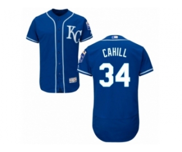 Men Majestic Kansas City Royals #34 Trevor Cahill Blue Flexbase Authentic Collection MLB Jersey