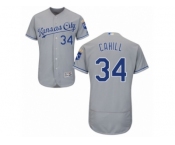 Men Majestic Kansas City Royals #34 Trevor Cahill Grey Flexbase Authentic Collection MLB Jersey