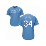 Men Majestic Kansas City Royals #34 Trevor Cahill Replica Light Blue Alternate 1 Cool Base MLB Jersey