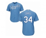 Men Majestic Kansas City Royals #34 Trevor Cahill Replica Light Blue Alternate 1 Cool Base MLB Jersey