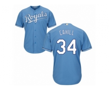 Men Majestic Kansas City Royals #34 Trevor Cahill Replica Light Blue Alternate 1 Cool Base MLB Jersey