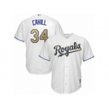 Men Majestic Kansas City Royals #34 Trevor Cahill Replica White Home Cool Base MLB Jersey