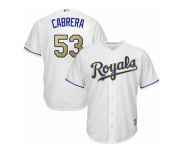 Men Majestic Kansas City Royals #53 Melky Cabrera Replica White Home Cool Base MLB Jersey