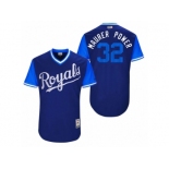 Men's 2017 Little League World Series Royals Brandon Maurer #32 Maurer Power Royal Jersey