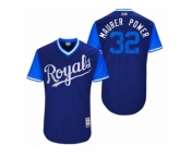 Men's 2017 Little League World Series Royals Brandon Maurer #32 Maurer Power Royal Jersey