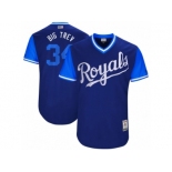 Men's 2017 Little League World Series Royals Trevor Cahill #34 Big Trev Royal Jersey