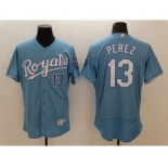 Men's Kansas City Royals #13 Salvador Perez Majestic Light Blue Flexbase Authentic Collection Player Jersey