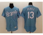 Men's Kansas City Royals #13 Salvador Perez Majestic Light Blue Flexbase Authentic Collection Player Jersey