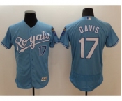 Men's Kansas City Royals #17 Wade Davis Majestic Light Blue Flexbase Authentic Collection Player Jersey