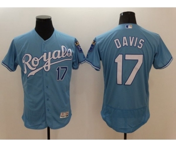 Men's Kansas City Royals #17 Wade Davis Majestic Light Blue Flexbase Authentic Collection Player Jersey