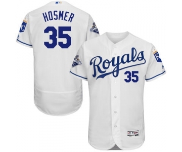 Men's Kansas City Royals #35 Eric Hosmer Majestic White FlexBase Player Jersey with World Series Commemorative Patch