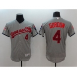 Men's Kansas City Royals #4 Alex Gordon Majestic Gray Fashion Stars & Stripes Flex Base Player Jersey