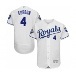 Men's Kansas City Royals #4 Alex Gordon Majestic White FlexBase Player Jersey with World Series Commemorative Patch