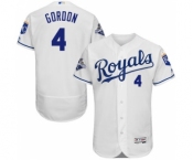 Men's Kansas City Royals #4 Alex Gordon Majestic White FlexBase Player Jersey with World Series Commemorative Patch