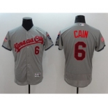 Men's Kansas City Royals #6 Lorenzo Cain Majestic Gray Fashion Stars & Stripes Flex Base Player Jersey