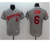 Men's Kansas City Royals #6 Lorenzo Cain Majestic Gray Fashion Stars & Stripes Flex Base Player Jersey