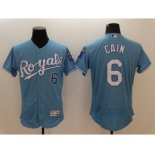 Men's Kansas City Royals #6 Lorenzo Cain Majestic Light Blue Flexbase Authentic Collection Player Jersey