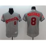 Men's Kansas City Royals #8 Mike Moustakas Majestic Gray Fashion Stars & Stripes Flex Base Player Jersey