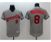 Men's Kansas City Royals #8 Mike Moustakas Majestic Gray Fashion Stars & Stripes Flex Base Player Jersey