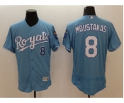 Men's Kansas City Royals #8 Mike Moustakas Majestic Light Blue Flexbase Authentic Collection Player Jersey