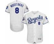 Men's Kansas City Royals #8 Mike Moustakas Majestic White Authentic Cool Base Player Jersey with 2015 World Series Champions Patch