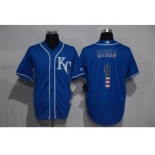 Men's Majestic Kansas City Royals #1 Jarrod Dyson Blue USA Flag Fashion MLB Jersey