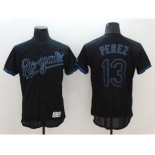 Men's Majestic Kansas City Royals #13 Salvador Perez Lights Out Black Flexbase Authentic Collection MLB Jersey