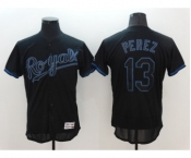 Men's Majestic Kansas City Royals #13 Salvador Perez Lights Out Black Flexbase Authentic Collection MLB Jersey