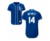 Men's Majestic Kansas City Royals #14 Omar Infante Blue Flexbase Authentic Collection MLB Jersey