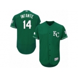 Men's Majestic Kansas City Royals #14 Omar Infante Green Celtic Flexbase Authentic Collection MLB Jersey