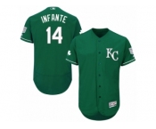 Men's Majestic Kansas City Royals #14 Omar Infante Green Celtic Flexbase Authentic Collection MLB Jersey