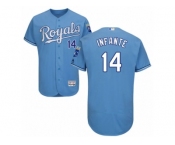 Men's Majestic Kansas City Royals #14 Omar Infante Light Blue Flexbase Authentic Collection MLB Jersey