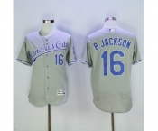 Men's Majestic Kansas City Royals #16 B.Jackson Grey Flexbase Authentic Collection MLB Jersey