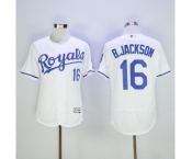 Men's Majestic Kansas City Royals #16 B.Jackson White Flexbase Authentic Collection MLB Jerse