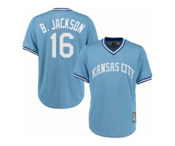 Men's Majestic Kansas City Royals #16 Bo Jackson Authentic Light Blue Cooperstown MLB Jersey