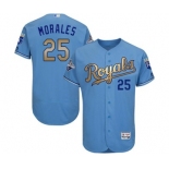 Men's Majestic Kansas City Royals #25 Kendrys Morales Authentic Light Blue 2015 World Series Champions Gold Program FlexBase MLB Jersey