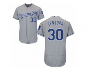 Men's Majestic Kansas City Royals #30 Yordano Ventura Grey Flexbase Authentic Collection MLB Jersey