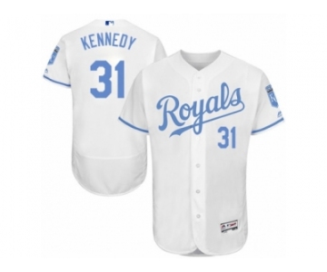 Men's Majestic Kansas City Royals #31 Ian Kennedy Authentic White 2016 Father's Day Fashion Flex Base MLB Jersey